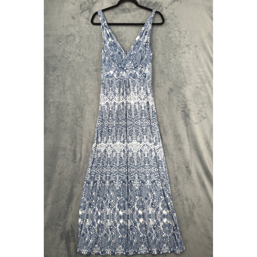 The Pyramid Collection Dress Womens Size M Paisley Maxi Boho Resort Beach Blue